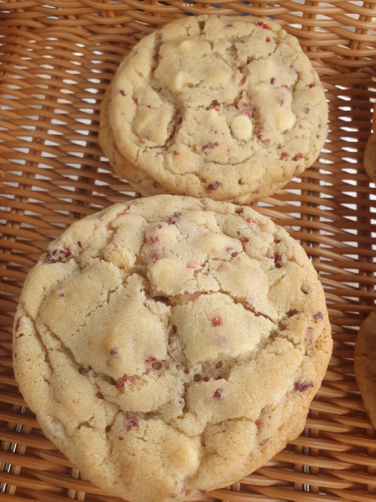 Raspberry & White Choc Cookies (Pack of 6)